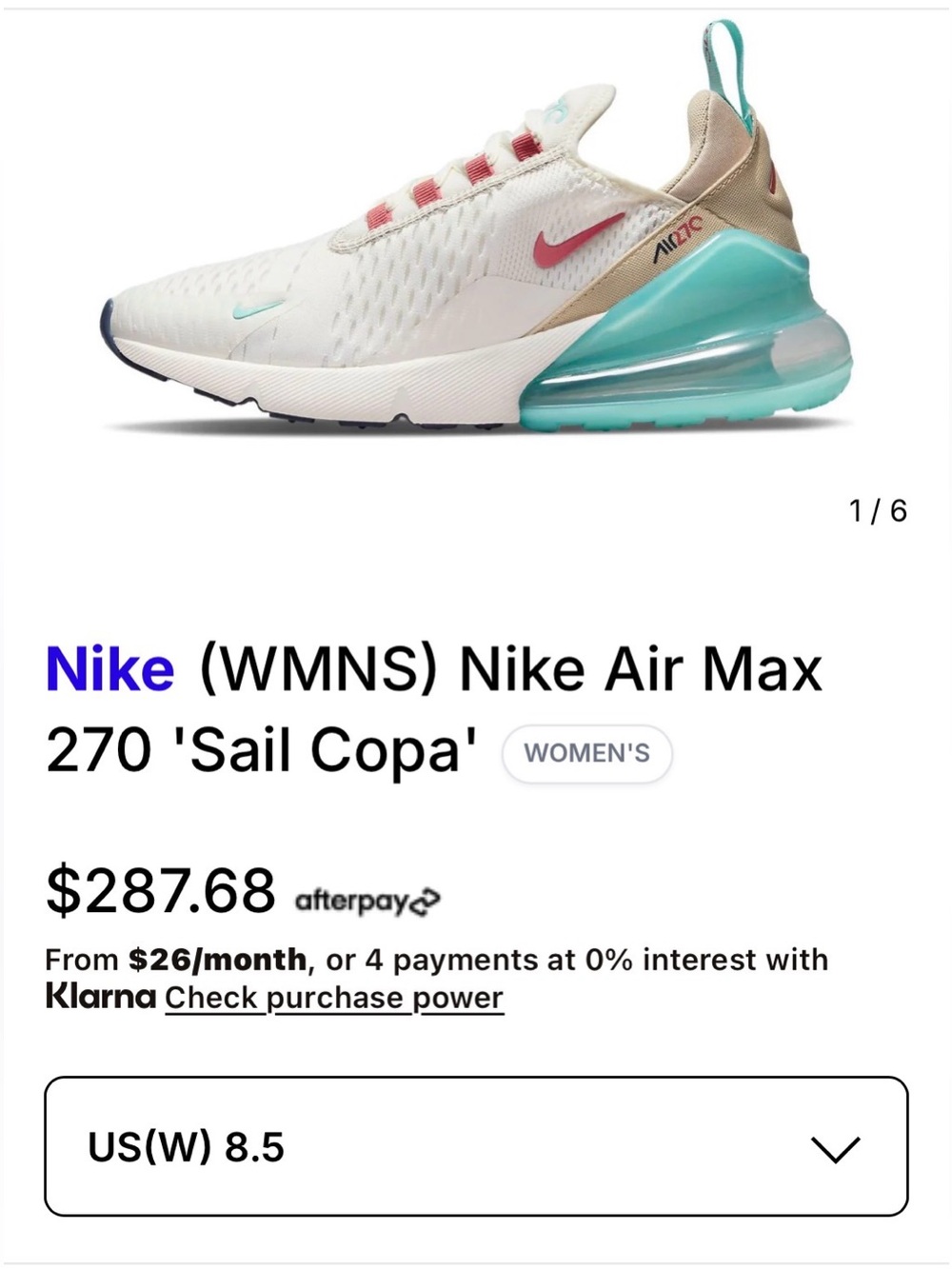 Nike Air Max 270 Sail Copa women’s